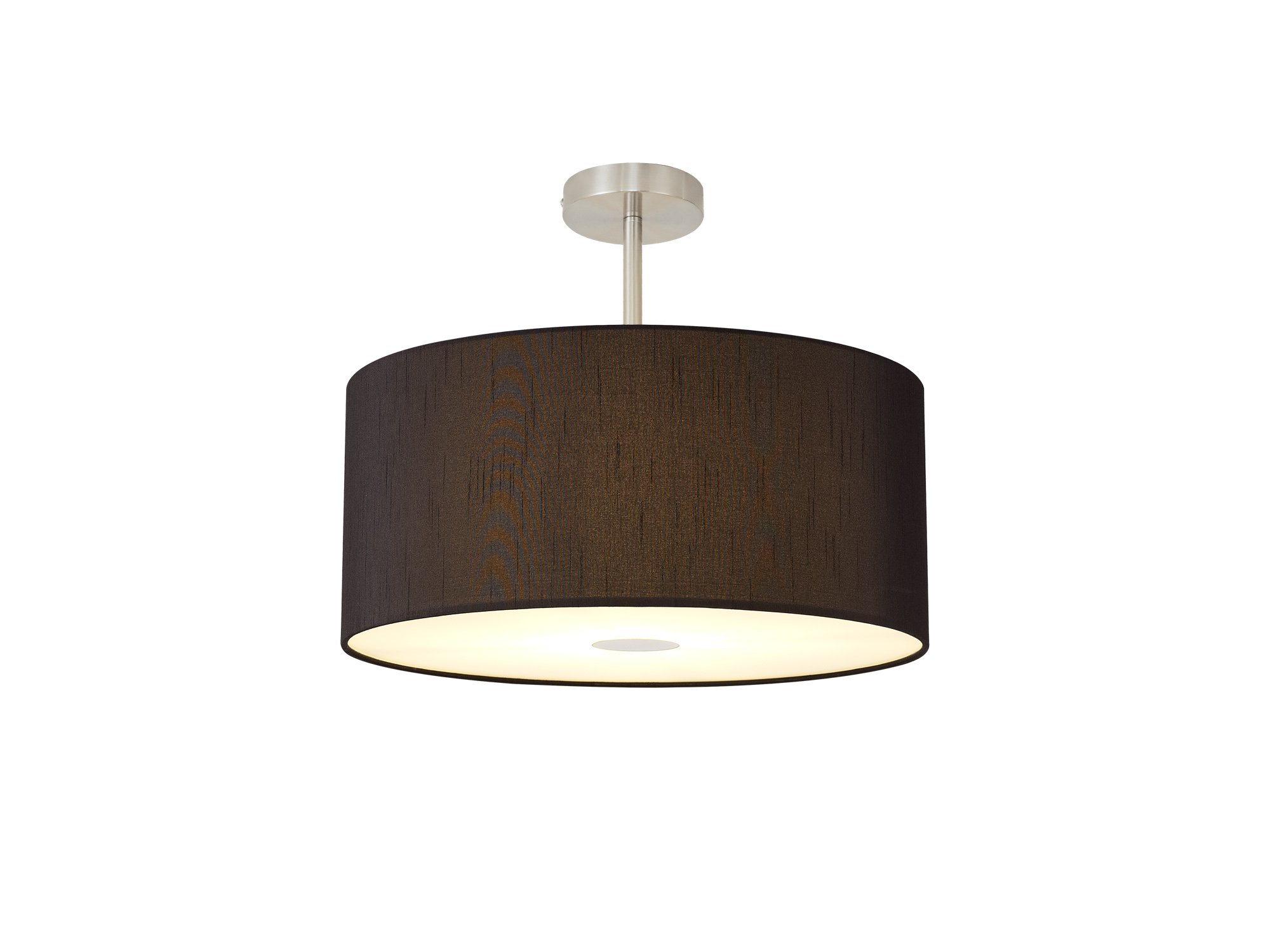 DK0269  Baymont 50cm Semi Flush 1 Light Satin Nickel, Black, Frosted Diffuser